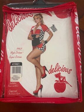 Delicious Red & Black Checkered Racer Romper Costume
